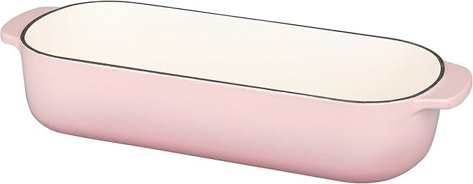 Enameled Cast Iron Loaf Pan with Lid, Bread pan, Dutch Oven Bread pan for Homemade Sourdough Bread Baking, 12.5x5.5 inch, 5qt, Pink