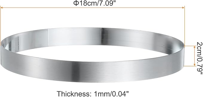 HARFINGTON 4Pcs Round Cake Ring 7.09 x 1 Inch Seamless Stainless Steel Pastry Mousse Dessert Ring Mirror Coating for Baking Cooking English Muffins Crumpet Making Tool