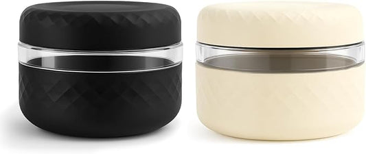 2 Pack 16 oz Glass Lunch Bowl Containers with Lids | Leak & Spill Proof, BPA-Free, Microwave & Dishwasher Safe, Airtight Meal Prep & Food Storage Jar for Lunch, Salad, Soup, Oats, Stew, Yogurt