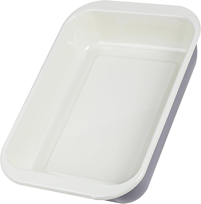 Webake Enamelware 9x13 Baking Pan with Lid, Oblong Cake Pan Enameled Steel Roasting Pan Baking Dish Lasagna Pan Food Containers