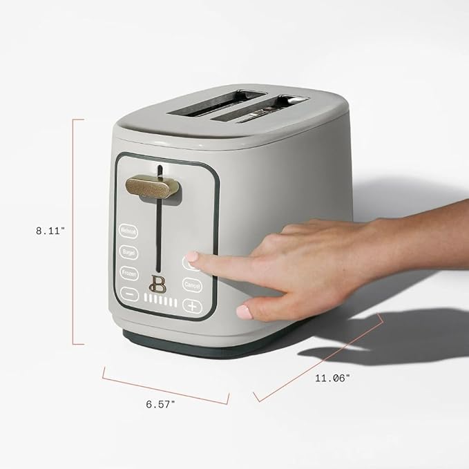 2- Bread Toaster, Touch-Activated Display, 7 Shade Settings, Bagel/Frozen/Reheat Presets by Drew Barrimoree. (white)