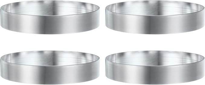 HARFINGTON 4Pcs Round Cake Ring 4.33 x 1 Inch Seamless Stainless Steel Pastry Mousse Dessert Ring Mirror Coating for Baking Cooking English Muffins Crumpet Making Tool