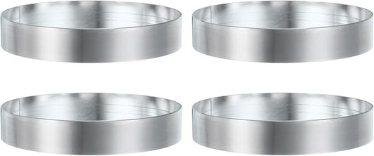 HARFINGTON 4Pcs Round Cake Ring 4.33 x 1 Inch Seamless Stainless Steel Pastry Mousse Dessert Ring Mirror Coating for Baking Cooking English Muffins Crumpet Making Tool
