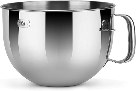 Stainless Steel Lift Bowl Compatible with Kitchenaid 6-qt. Mixing Bowl with Ergonomic Handle
