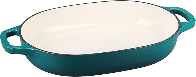 Enameled Cast Iron Oval Dutch Oven Pot with Lid, Dutch Oven for Sourdough Bread Baking, Oval Bread Pan, Bread Oven, Bread Dutch Oven, 7qt, Darkcyan
