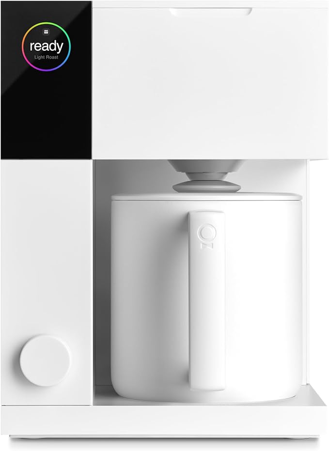 Fellow Aiden Precision Coffee Maker - 10-Cup Thermal Carafe, Built-In Brewing Guidance, Scheduling, Removable Water Tank, Matte White