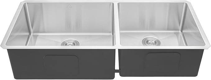 42 in. x 19 in. x 10 in. 16-Gauge Stainless Steel Undermount 60/40 Offset Double Bowl Kitchen Sink with Bottom Grid, Silicon Dishrack, Pot Mat and Strainer