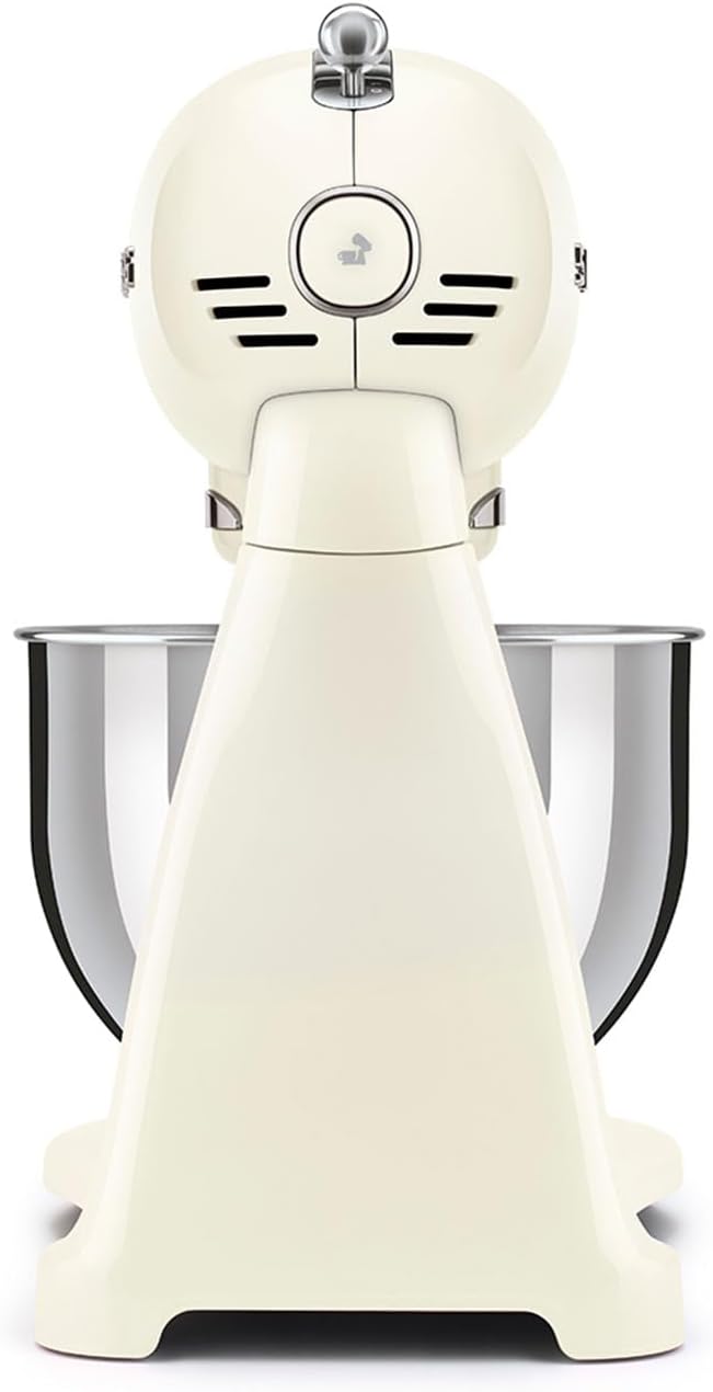 SMEG SMF03 Stand Mixer – 5 Qt Tilt-Head Mixer with Stainless Steel Bowl, 10 Speeds, Retro 50s Vintage Style – Cream