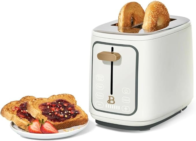 2- Bread Toaster, Touch-Activated Display, 7 Shade Settings, Bagel/Frozen/Reheat Presets by Drew Barrimoree. (white)