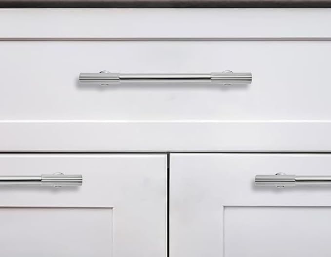 khtumeware 3-1/2 Inch(89mm) Hole Center 10 Pack Polished Chrome Cabinet Pulls Heavy Duty Soild Kitchen Drawer Handles Cabinet Hardware for Cupboard Drawer Handles Dresser Pulls