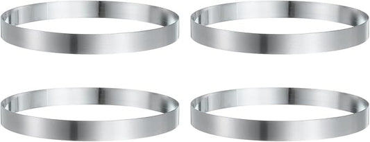 HARFINGTON 4Pcs Round Cake Ring 7.09 x 1 Inch Seamless Stainless Steel Pastry Mousse Dessert Ring Mirror Coating for Baking Cooking English Muffins Crumpet Making Tool