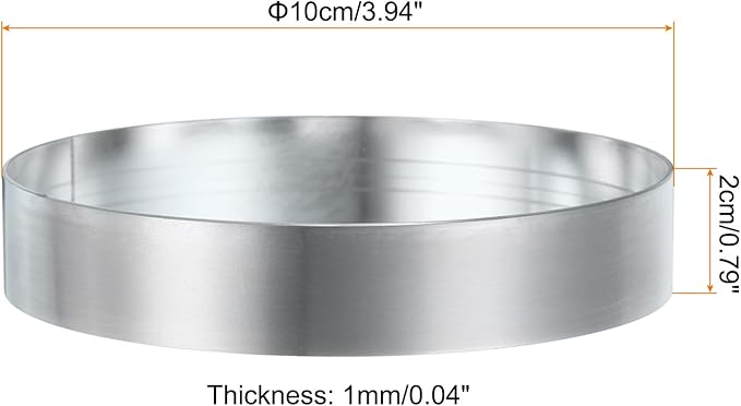 HARFINGTON 4Pcs Round Cake Ring 3.94 x 1 Inch Seamless Stainless Steel Pastry Mousse Dessert Ring Mirror Coating for Baking Cooking English Muffins Crumpet Making Tool