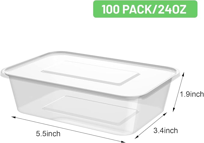 Bokon 360 Pcs Plastic Meal Prep Container with Lid Disposable Clear Lunch Containers Stackable Food Storage Container Box Spill Proof for Salad Snack Microwave Dishwasher Freezer Safe (25 oz)