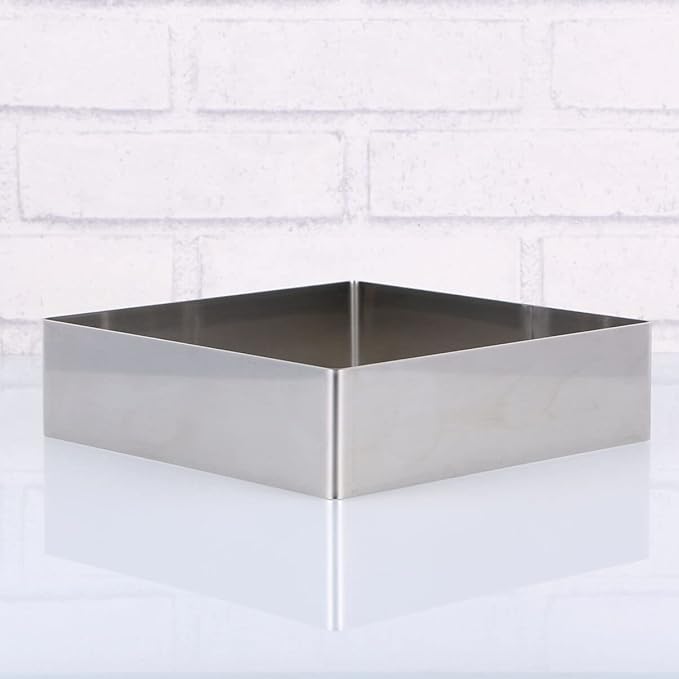 BESTonZON Square Stainless Steel Cake Ring 10 Inch Mousse Mold Baking Tool for Pastries Desserts and Cookies Reusable Non-Stick Baking Accessory