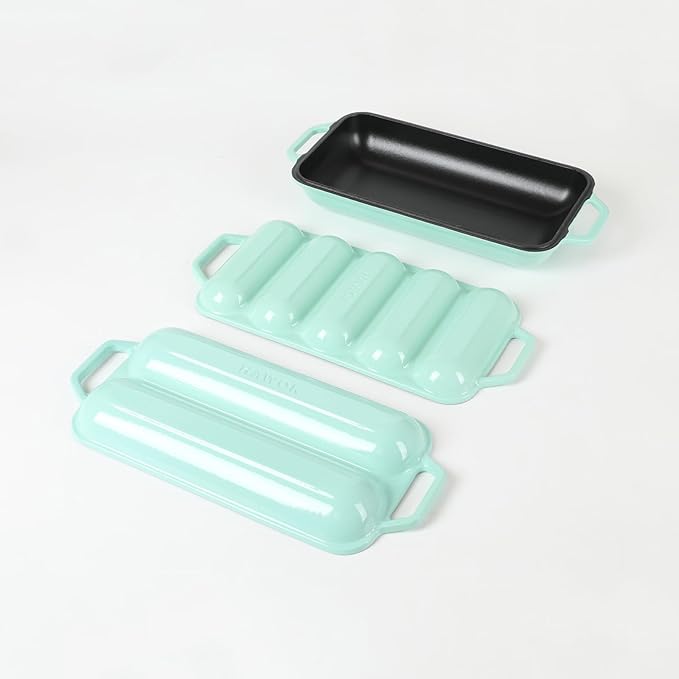 HAWOK Enameled Cast Iron French Baguette Baker Green…