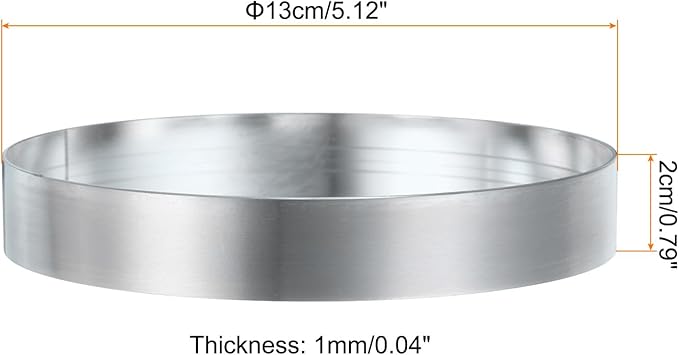 HARFINGTON 4Pcs Round Cake Ring 5.12 x 1 Inch Seamless Stainless Steel Pastry Mousse Dessert Ring Mirror Coating for Baking Cooking English Muffins Crumpet Making Tool