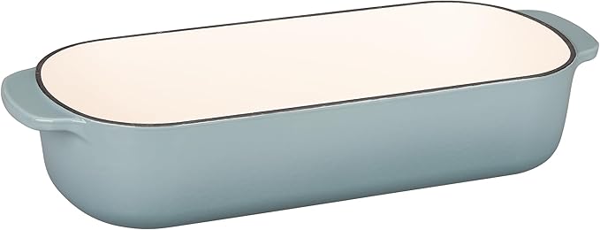 Enameled Cast Iron Loaf Pan with Lid, Bread pan, Dutch Oven Bread pan for Homemade Sourdough Bread Baking, 12.5x5.5 inch, 5qt, Seasalt