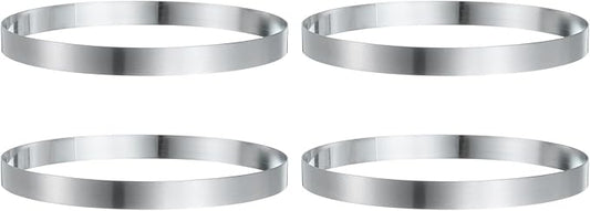 HARFINGTON 4Pcs Round Cake Ring 8.27 x 1 Inch Seamless Stainless Steel Pastry Mousse Dessert Ring Mirror Coating for Baking Cooking English Muffins Crumpet Making Tool