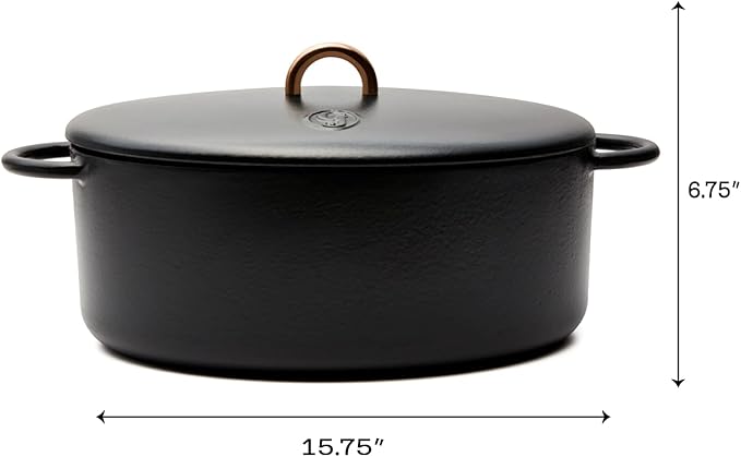 Great Jones Dutchess Cast Iron Dutch Oven Pot With Lid (Pepper) - Large 6.75 Quart Size, Dual Handles - All Stovetop Safe - 500° Dutch Oven For Bread Baking | Dishwasher Friendly