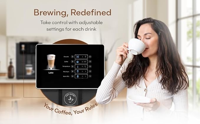 Cafe Bueno Super Automatic Espresso Machine For Home - Coffee Machine With Grinder & Milk Frother For Latte, Cappuccino, Macchiato - Auto Wake & Sleep – All Milk Types