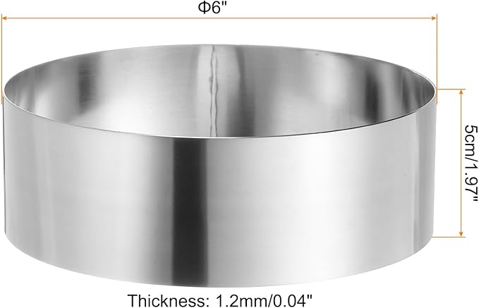 HARFINGTON 4PCS Round Cake Ring 6 x 2 Inch Seamless Stainless Steel Pastry Mousse Dessert Ring Mirror Coating for Baking Cooking Making Tool