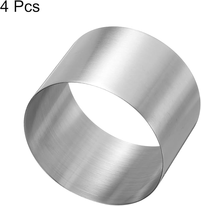 HARFINGTON 4PCS Round Cake Ring 2.95 x 2 Inch Seamless Stainless Steel Pastry Mousse Dessert Ring Mirror Coating for Baking Cooking Making Tool