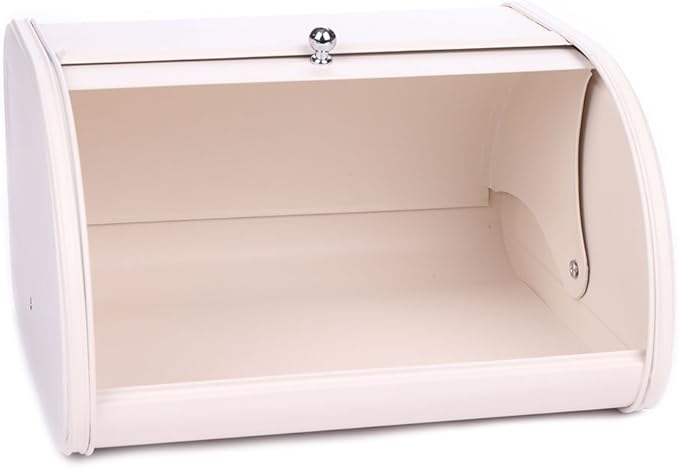 X458 Metal Bread Box for Kitchen Countertop - Stainless Steel Bread Box for Kitchen - Bread Storage Container - Airtight Holder for Homemade Bread, Cream Color
