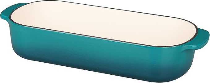 Enameled Cast Iron Loaf Pan with Lid, Bread pan, Dutch Oven Bread pan for Homemade Sourdough Bread Baking, 12.5x5.5 inch, 5qt, Darkcyan