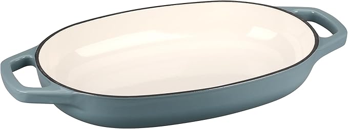 Enameled Cast Iron Oval Dutch Oven Pot with Lid, Dutch Oven for Sourdough Bread Baking, Bread Oven, Bread Dutch Oven, Oval Bread Pan, 5qt, Seasalt
