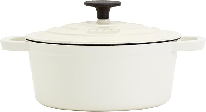 Smith & Clark 3-Quart Enameled Cast Iron Dutch Oven Pot with Lid, Ivory White