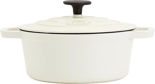 Smith & Clark 3-Quart Enameled Cast Iron Dutch Oven Pot with Lid, Ivory White