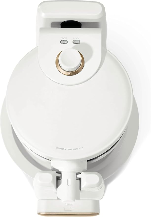 Beautiful Rotating Belgian Waffle Maker, White Icing by Drew Barrymore Makes 1-Inch Thick Waffles, Stainless Steel (White Icing)
