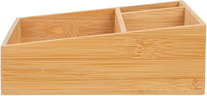 Restaurantware-8.3 x 8.3 x 2 Inch Coffee Condiment Organizer, 1 Square Creamer Organizer - 3 Compartments, Break-Resistant, Bamboo Coffee Accessory Caddy, Won't Chip, For Sugar Packets And Creamers