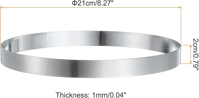HARFINGTON 4Pcs Round Cake Ring 8.27 x 1 Inch Seamless Stainless Steel Pastry Mousse Dessert Ring Mirror Coating for Baking Cooking English Muffins Crumpet Making Tool
