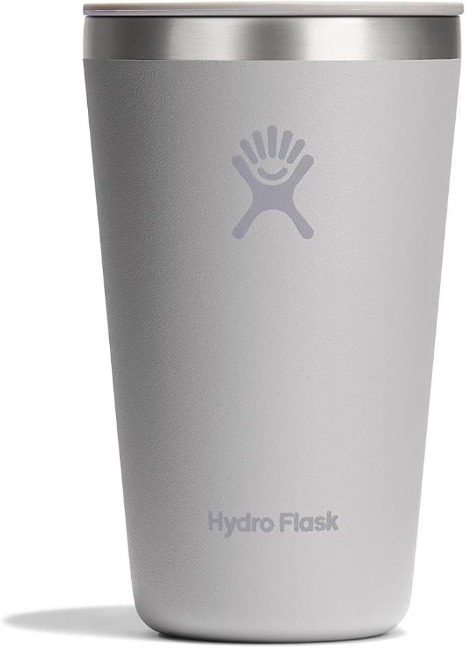 Hydro Flask All Around Tumbler Press-In Lid, Insulated Travel Mug, Stainless Steel Coffee Cup 16 Oz Tonal Birch Gray
