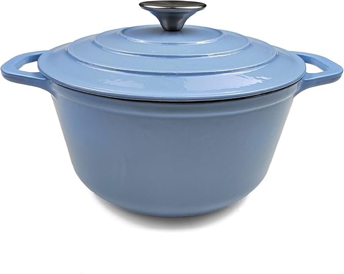 HAWOK 5 qt Enameled Cast Iron Dutch Oven, Dia. 9.96 inch with Lid, Blue