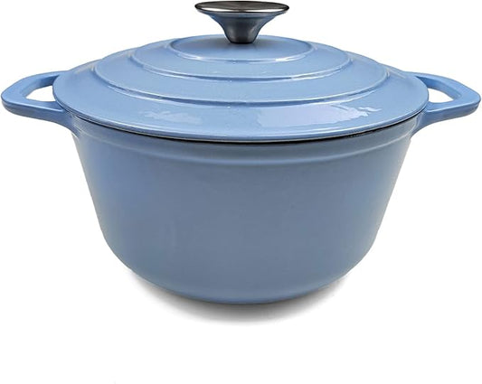 HAWOK 5 qt Enameled Cast Iron Dutch Oven, Dia. 9.96 inch with Lid, Blue