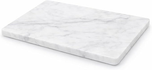 KC KULLICRAFT 8×12 Inches White Marble Cheese & Charcuterie Serving Board – Natural Marble Cutting Board & Pastry Slab with Non‑Slip Feet – Premium Stone Kitchen Tray Gift.
