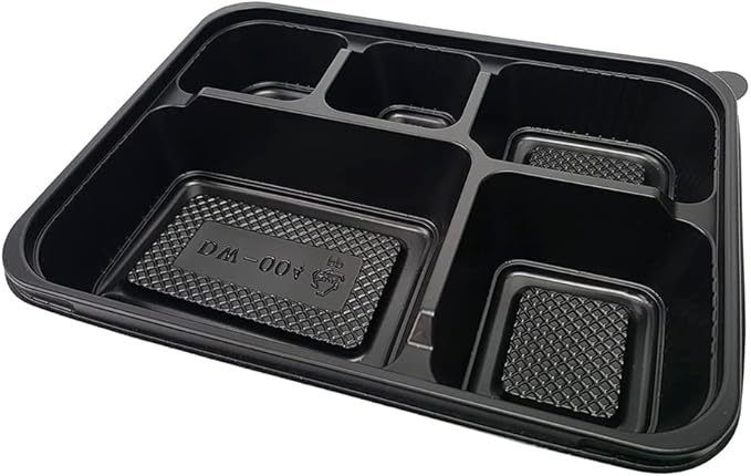 5 Compartment Meal Prep Containers With Lids - (50 Pack) Plastic Food Bento Boxes Stackable Reusable Disposable Microwaveable Safe