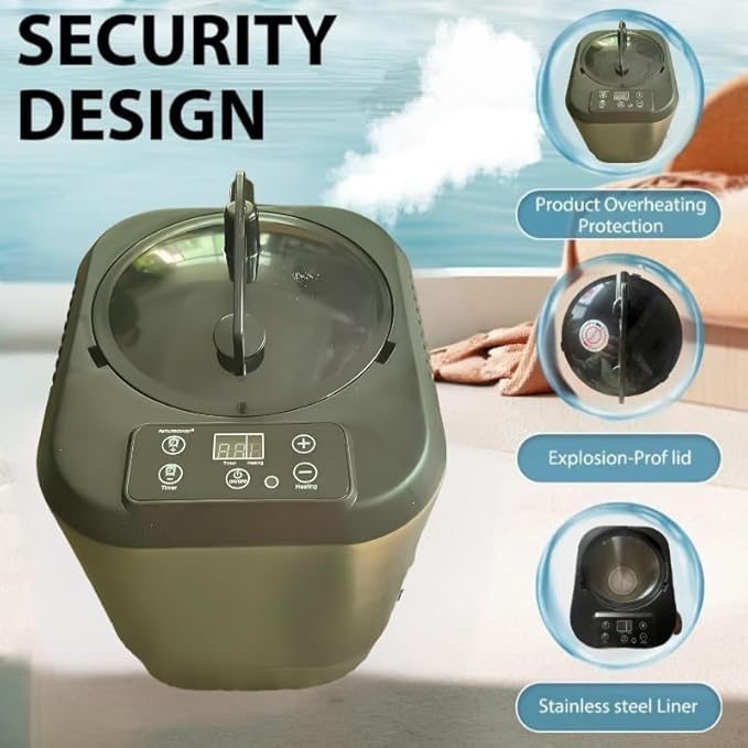 5L Sauna Steamer with Larger Volume and More Steam Output, Fcc Certified 5L & 2000W Steam Generator, Sauna Steamer Machine with Remote Control, Portable Sauna Steamer, Black