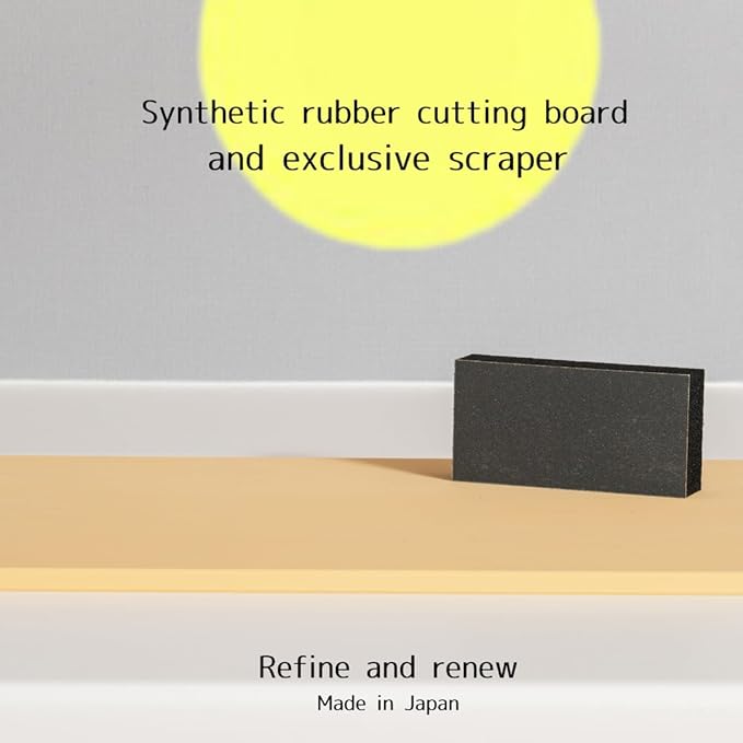 Kitchen Star Tsukihoshi Rubber Cutting Board Made in Japan,Dishwasher-Safe Size:17.32×10.23×0.39 inches (444×263×10mm) Equipped with a Cutting Board Scraper for Synthetic Rubber Cutting Boards (3L)