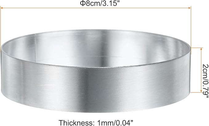HARFINGTON 4Pcs Round Cake Ring 3.15 x 1 Inch Seamless Stainless Steel Pastry Mousse Dessert Ring Mirror Coating for Baking Cooking English Muffins Crumpet Making Tool
