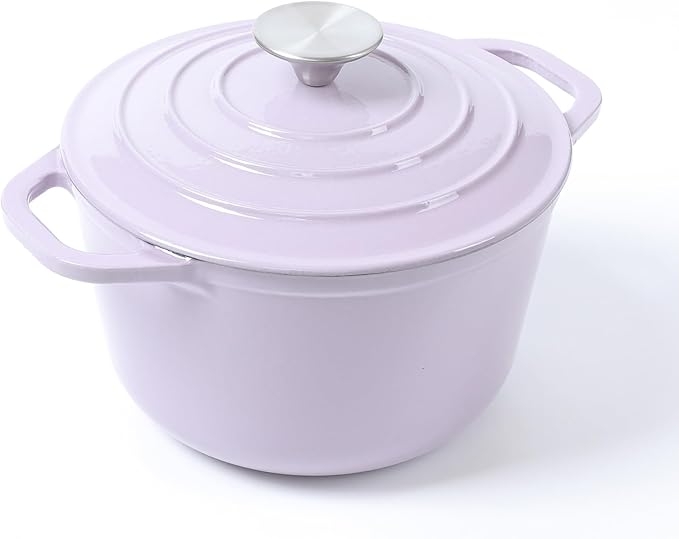 HAWOK 3 qt Enameled Cast Iron Dutch Oven, Dia. 7.87 inch with Lid, Purple