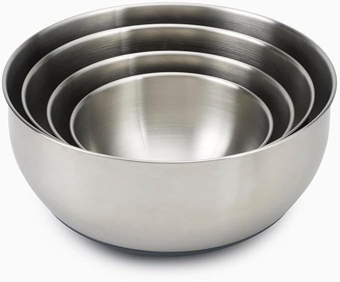 Joseph Joseph Prep&Store- Stainless Steel Mixing Nest Bowls with Lids, 8 piece Metal Bowl food Storage Set, Stainless Steel