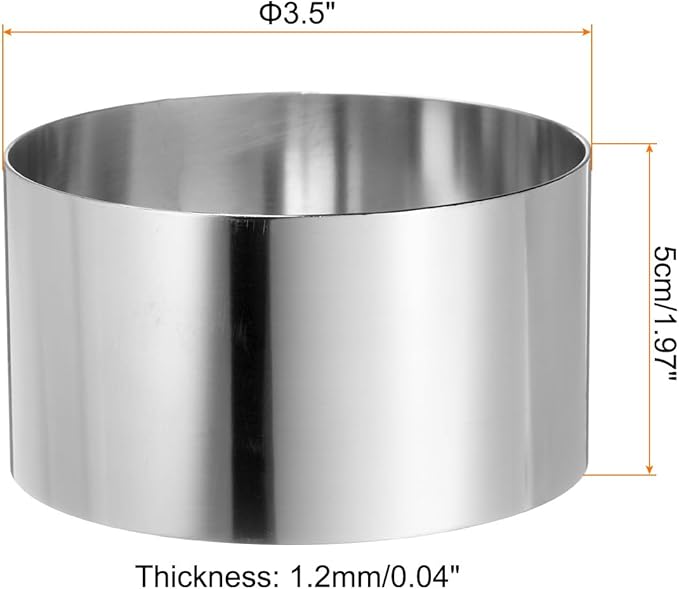 HARFINGTON 4PCS Round Cake Ring 3.5 x 2 Inch Seamless Stainless Steel Pastry Mousse Dessert Ring Mirror Coating for Baking Cooking Making Tool