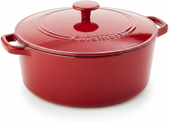 Cuisinart Chef's Classic Enameled Cast Iron Round Covered Casserole (Red, 7- Quart)