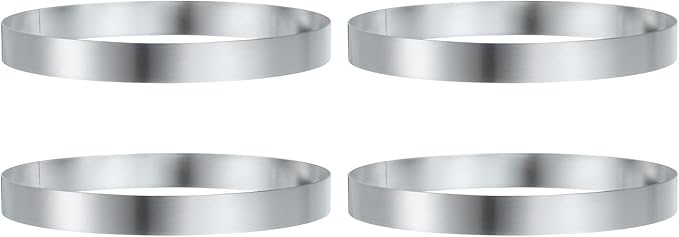 HARFINGTON 4Pcs Round Cake Ring 6.69 x 1 Inch Seamless Stainless Steel Pastry Mousse Dessert Ring Mirror Coating for Baking Cooking English Muffins Crumpet Making Tool