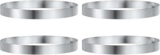 HARFINGTON 4Pcs Round Cake Ring 6.69 x 1 Inch Seamless Stainless Steel Pastry Mousse Dessert Ring Mirror Coating for Baking Cooking English Muffins Crumpet Making Tool