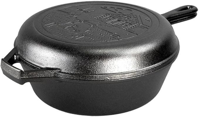 Lodge Cast Iron Wanderlust Series, Cabin Combo Cooker, 3.2 Quart Black