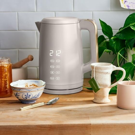 Beautiiful 1.7-Liter Electric Kettle 1500 W with One-Touch Activation, by D'rew Barry'more (Porcini Taupe)